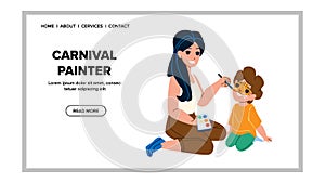 Carnival Painter Painting Boy Child Face Vector