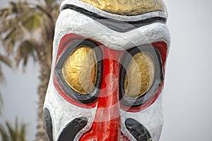 Carnival parade wagon detail african tribal mask