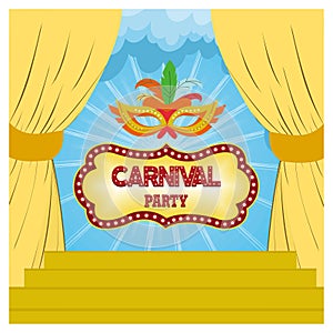 Carnival Party. Premium Gold Curtains stage with Circus Frame Border. photo