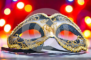 Carnival Party - Venetian Mask With Shiny Streamers- Masquerade Disguise Concept