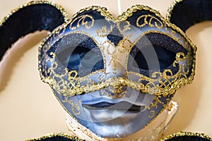 Carnival Party - Venetian Mask With Shiny Streamers- Masquerade Disguise Concept