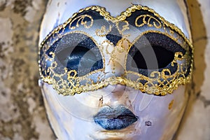 Carnival Party - Venetian Mask With Shiny Streamers- Masquerade Disguise Concept