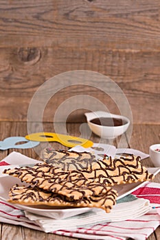 Carnival pastry with chocolate.