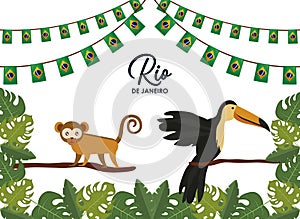 Carnival rio janeiro card with exotics animals