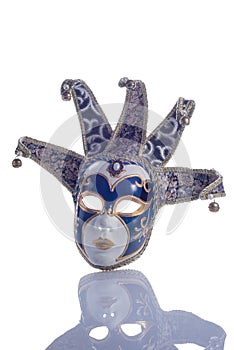 Carnival venetian mask isolate on white background with reflection