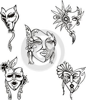 Carnival Venetian Masks Set