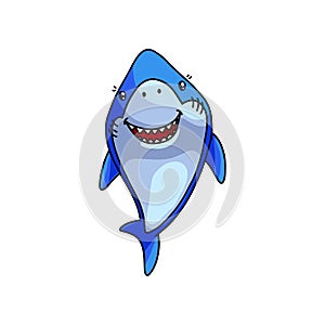 Carnivore cute blue shark smile like a good friend