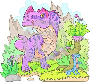 Carnivorous dinosaur ceratosaurus, funny illustration