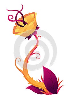 Carnivorous plant. Cartoon flytrap or flower predator. Angry flower monster plant icon. Vector illustration