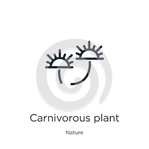 Carnivorous plant icon. Thin linear carnivorous plant outline icon isolated on white background from nature collection. Line