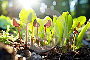 carnivorous plants trapping sunlight, biomimicry energy concept photo