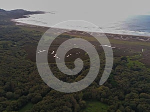 Carnota. Aerial view in the coast of Galicia.Spain. Drone Photo photo