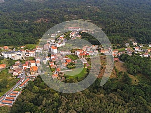 Carnota. Aerial view in the coast of Galicia.Spain. Drone Photo photo