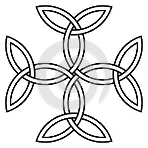 Carolingian Cross in black. Isolated background.