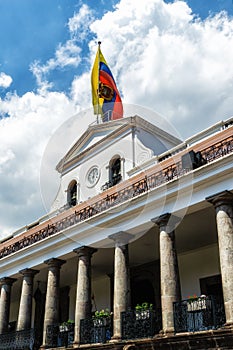 The Carondelet Palace Presidential Palace on Plaza Grande main square in the city center in Quito, Ecuador