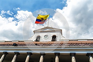 The Carondelet Palace Presidential Palace on Plaza Grande main square in the city center in Quito, Ecuador