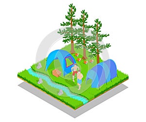 Carousal concept banner, isometric style