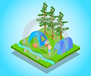 Carousal concept banner, isometric style