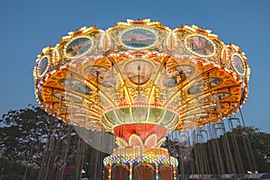 Carousel amusement park, Merry go round ride attraction for children. Nha trang Vietnam