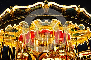 Carousel with bright lights and vibrant colors in Copenhagen, Denmark