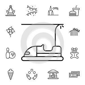 Carousel, car flat vector icon in amusement pack