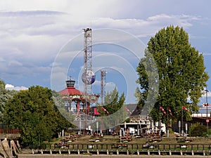 Carousel carousel and terrestrial globe on the island of Nantes on the banks of the Loire