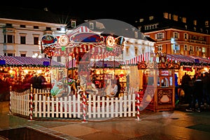 Carousel at the Christmas Market, Vipiteno, Bolzano, Trentino Alto Adige, Italy