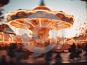 carousel with flying people, lunapark