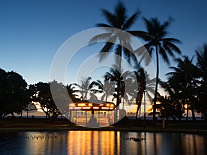 Carousel and fountain on Saint Denis seafront