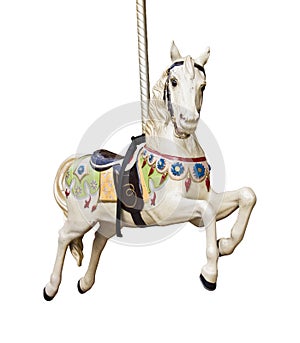 Carousel horse isolated on white photo