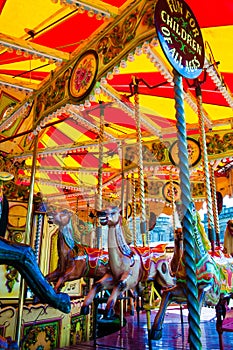 Carousel with horses on a carnival Merry Go Round