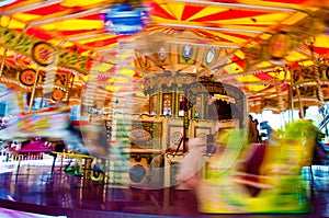 Carousel with horses on a carnival Merry Go Round