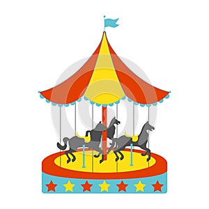 Carousel horses flat icon. Vintage Vector illustration.