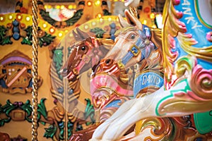 Carousel, merry go round, at Christmas funfair, Winter Wonderland