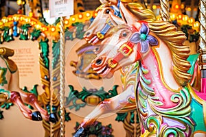 Carousel, merry go round, at Christmas funfair, Winter Wonderland