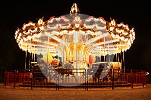 Carousel (Merry-Go-Round) illuminated at night