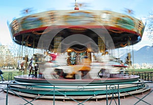 Carousel merry-go-round while rounding