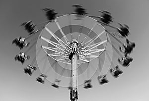 Carousel in motion in theme park