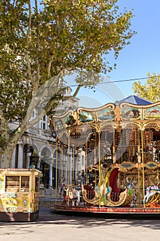 Carousel near the Palais des Papes in Avignon France.