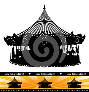 Carousel Ride Silhouette Ticket Isolated