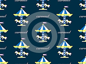 Carousel seamless pattern on blue background