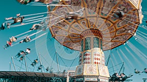 Carousel state fair spinning people enjoyable time.