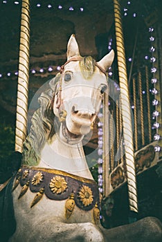 Carousel white horse with vintage look