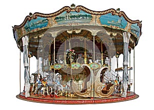 Carousel with wooden horses for children