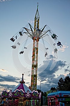 Carousels at amusement park