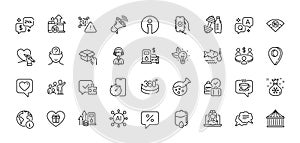 Carousels, Drop counter and Heart line icons pack. For web app. Line icons. Vector