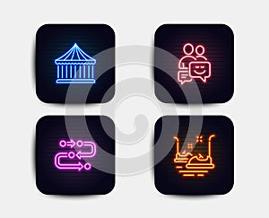 Carousels, Methodology and Communication icons. Bumper cars sign. Vector