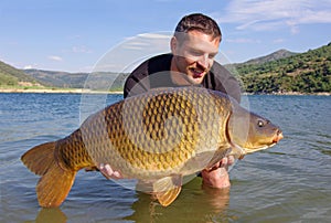 Carp fishing. Catch and release