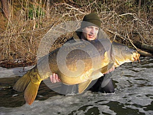 Carp fishing. Catch and release