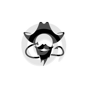 Carp fishing hook and bait logo. Fishing boyle icon looks like a pirate head with a mustache and beard photo